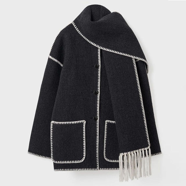 Ladies' Winter Coat with Scarf - Celeste