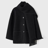 Ladies' Winter Coat with Scarf - Celeste