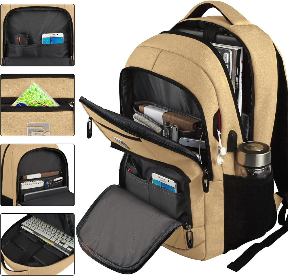 Stylish Slim Anti-Theft Laptop Backpack with USB Charging Port - Secure & Functional Travel Bag for Laptops Up to 15.6 inches