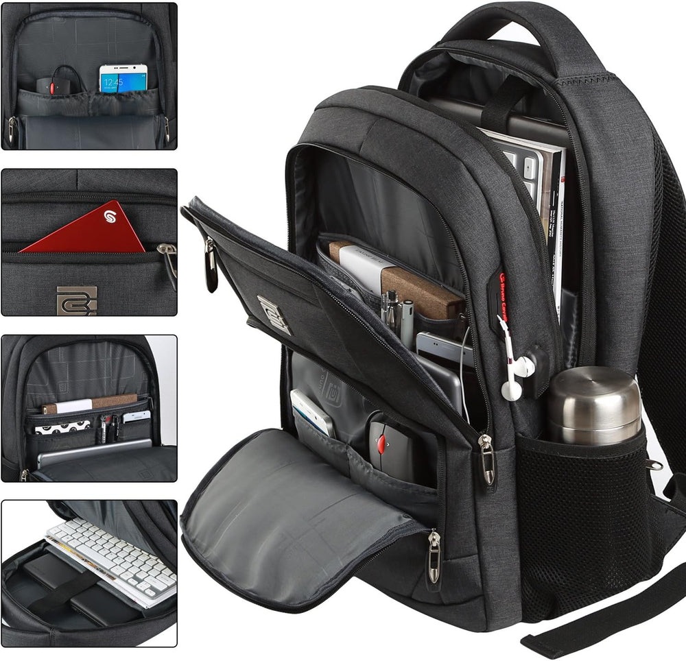 Stylish Slim Anti-Theft Laptop Backpack with USB Charging Port - Secure & Functional Travel Bag for Laptops Up to 15.6 inches