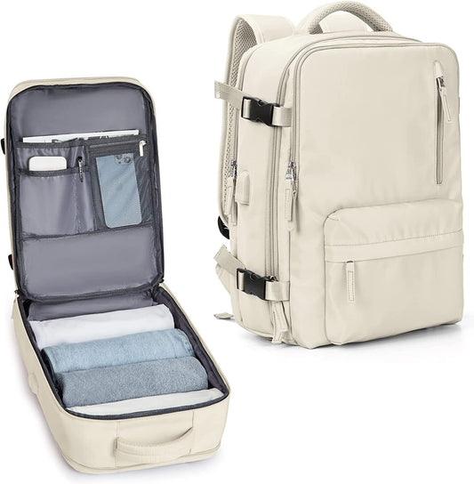 40L Waterproof Travel Backpack with Shoe Compartment & USB Charging Port