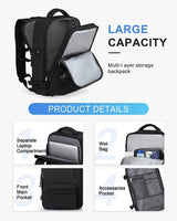 Waterproof Travel Backpack with Shoe Compartment & USB Charging Port - Fits 14" Laptop (35.56 cm) - Ideal for Hiking, Camping & Daily Use
