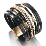 Elegant Layered Snake Leather Bracelet | Stylish Women's Jewelry
