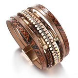 Elegant Layered Snake Leather Bracelet | Stylish Women's Jewelry