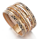 Elegant Layered Snake Leather Bracelet | Stylish Women's Jewelry