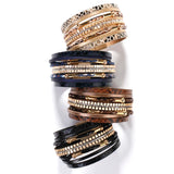 Elegant Layered Snake Leather Bracelet | Stylish Women's Jewelry