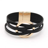 Trendy Layered Leather Wrap Bracelet | Multi-Strand Fashion Jewelry for Women
