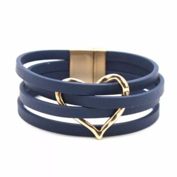 Trendy Layered Leather Wrap Bracelet | Multi-Strand Fashion Jewelry for Women