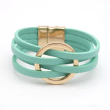 Trendy Layered Leather Wrap Bracelet | Multi-Strand Fashion Jewelry for Women