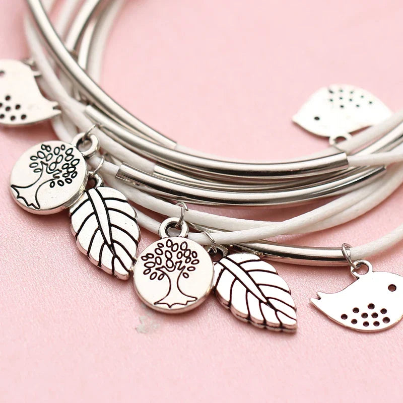 Elegant Layered Natural Leather Bracelet | Multi-Strand Women's Jewelry for Stylish Accessory Lovers