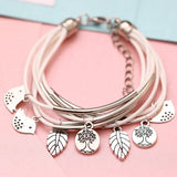Elegant Layered Natural Leather Bracelet | Multi-Strand Women's Jewelry for Stylish Accessory Lovers