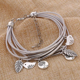 Elegant Layered Natural Leather Bracelet | Multi-Strand Women's Jewelry for Stylish Accessory Lovers