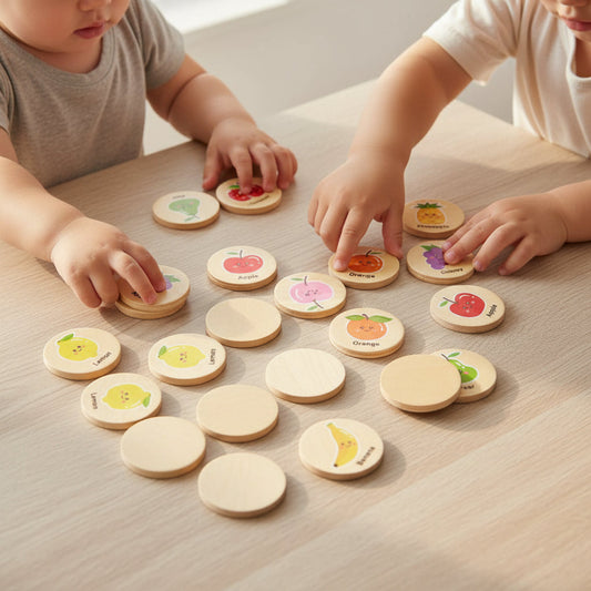 Wooden Memory Matching Game – Preschool Learning, Calming Activity & Multiple Themes