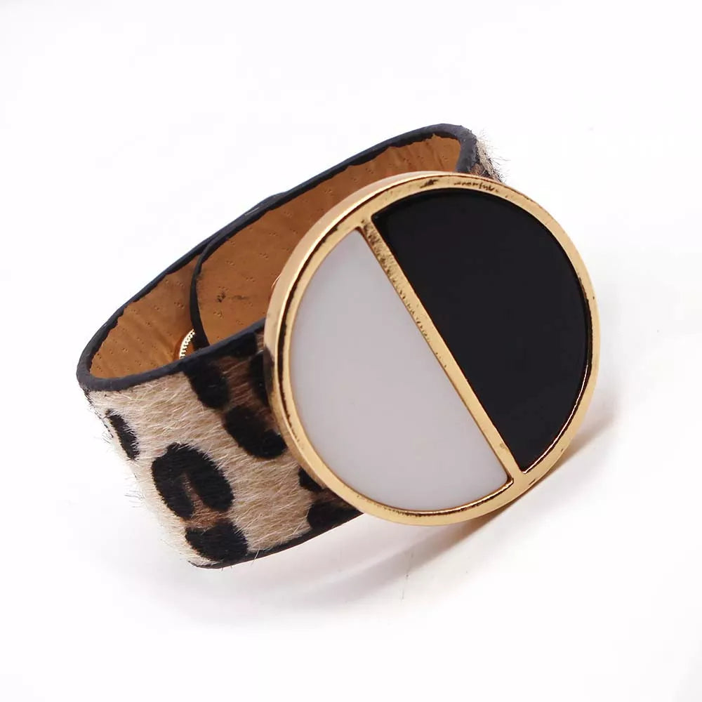 Handcrafted Leather Leopard Print Wrap Bracelet | Stylish & Unique Accessory for Any Occasion