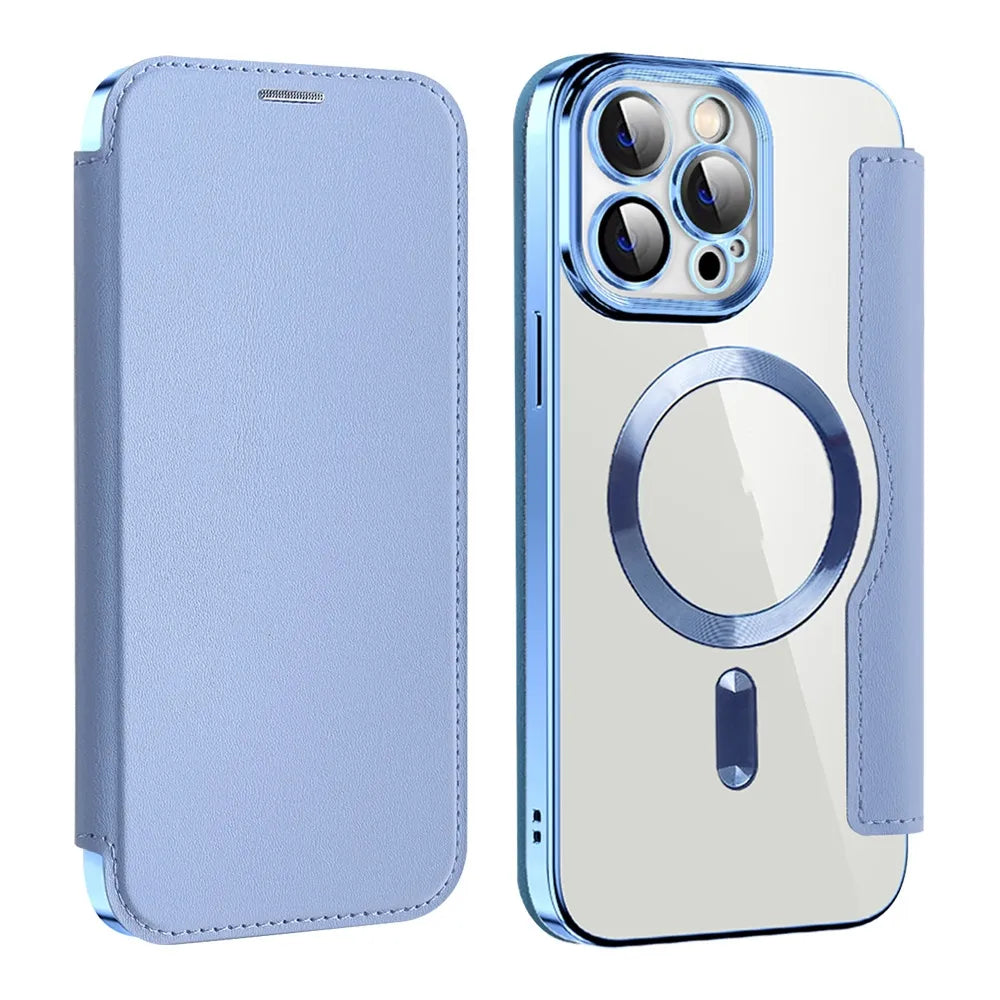 Premium Leather Magnetic Flip Case for iPhone 11-14 Series - Stylish, Durable Protection & Convenient Accessory