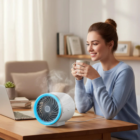 Portable Fan – LED Light, Ice-Pack Cooling & Room Use