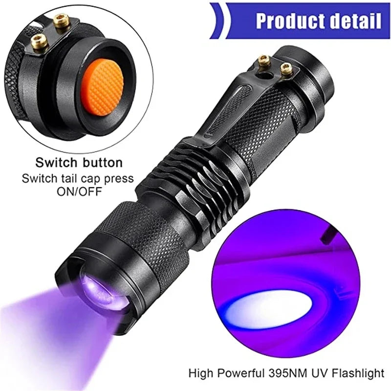 High-Power LED UV Flashlight - Ultraviolet Inspection Lamp for Pet Urine Detection & Stain Removal