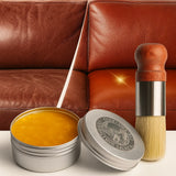 Leather Care Set – Colorless Conditioning Balm & Applicator Brush for Furniture, Shoes & Car Seats