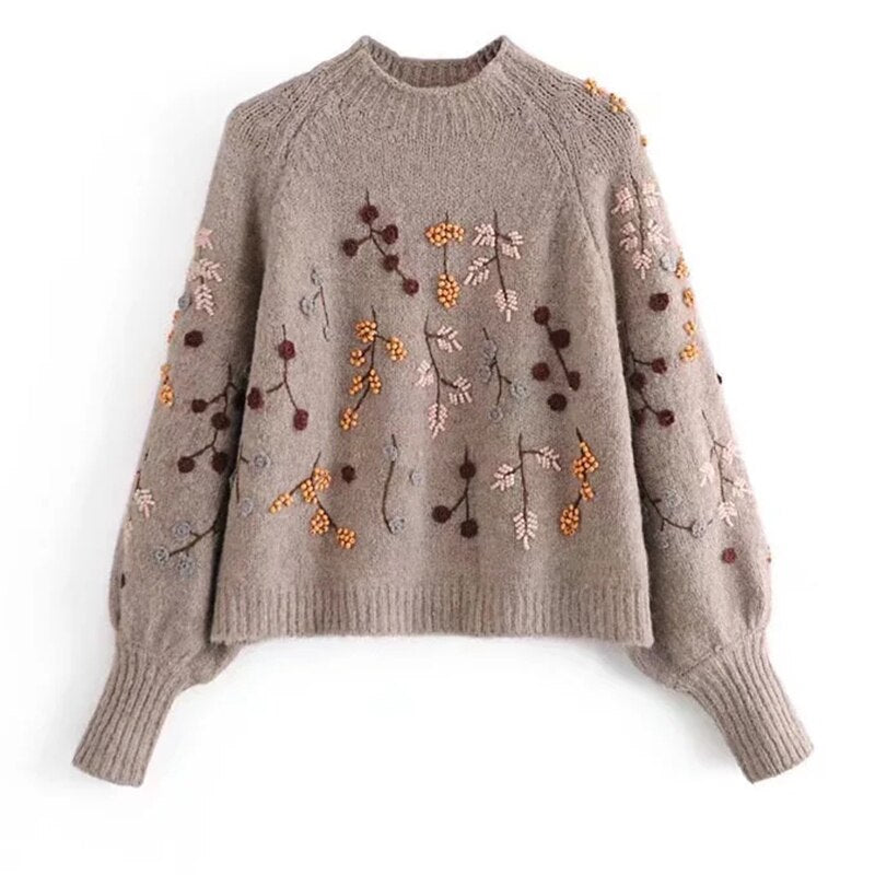Knitted Ladies' Sweater with Autumn Pattern- NoÃƒÂ«lle - 2
