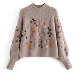 Knitted Ladies' Sweater with Autumn Pattern- NoÃƒÂ«lle - 2