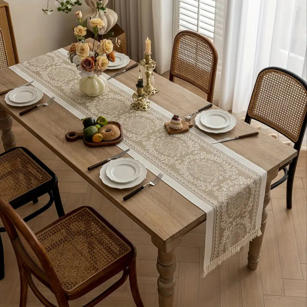 Leona Luxury Linen Table Runner - Elegant Table Decor for Dining & Events | Premium Quality, Soft Texture, Perfect for Weddings & Special Occasions