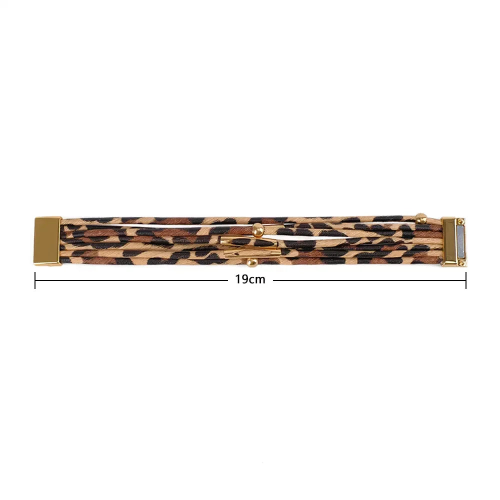 Stylish Multi-Layer Leopard Print Leather Bracelet | Trendy Fashion Jewelry for Women