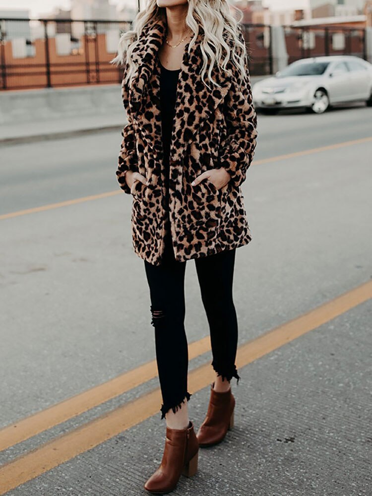 Leopard Print Women's Winter Coat - Sofia