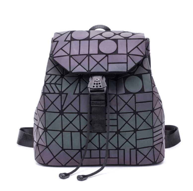 Women's Reflective Color-Changing Geometric Backpack - Stylish & Functional Design