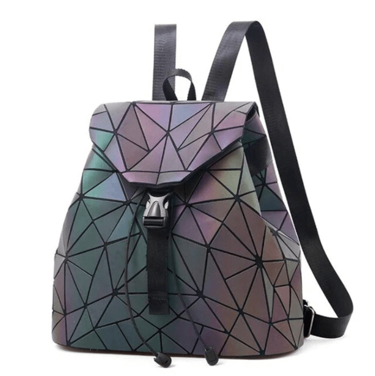 Women's Reflective Color-Changing Geometric Backpack - Stylish & Functional Design