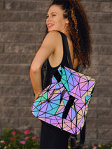 Women's Reflective Color-Changing Geometric Backpack - Stylish & Functional Design