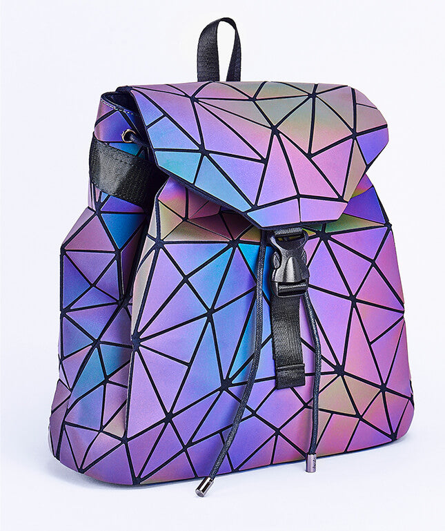 Women's Reflective Color-Changing Geometric Backpack - Stylish & Functional Design