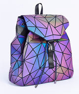Women's Reflective Color-Changing Geometric Backpack - Stylish & Functional Design