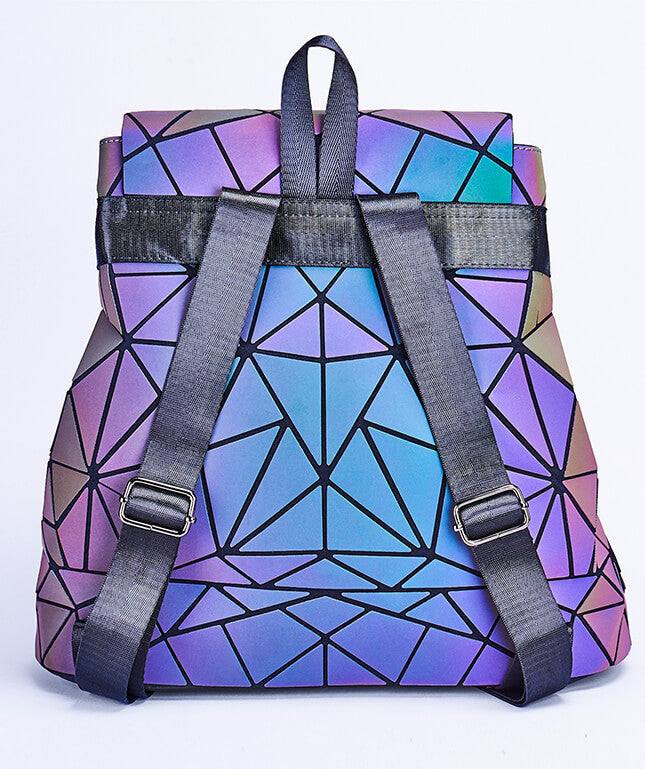 Women's Reflective Color-Changing Geometric Backpack - Stylish & Functional Design