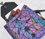 Women's Reflective Color-Changing Geometric Backpack - Stylish & Functional Design