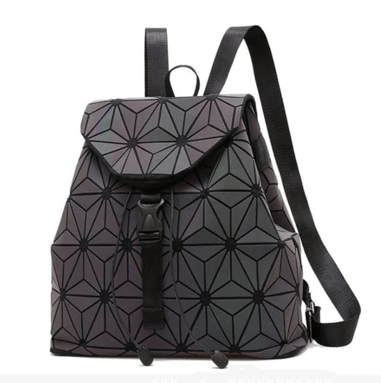 Women's Reflective Color-Changing Geometric Backpack - Stylish & Functional Design
