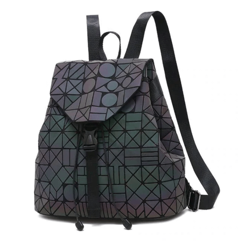 Women's Reflective Color-Changing Geometric Backpack - Stylish & Functional Design