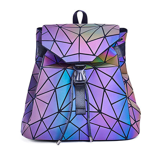 Women's Reflective Color-Changing Geometric Backpack - Stylish & Functional Design