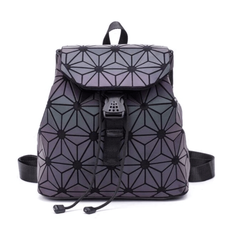 Women's Reflective Color-Changing Geometric Backpack - Stylish & Functional Design