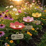 Hand-Painted Bee & Butterfly Water Feeder – Weatherproof Resin, Ground Stake & Pollinator Safe