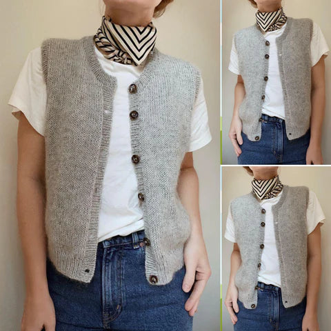 Light Gray Sleeveless Ladies' Cardigan - Celeste