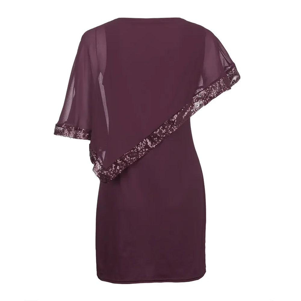 Elegant Plus-Size Sequined Fall Dress - Perfect for Special Occasions