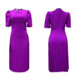 Chic Plus-Size Elegant Pleated Dress for Women - Flattering Fit & Stylish Design