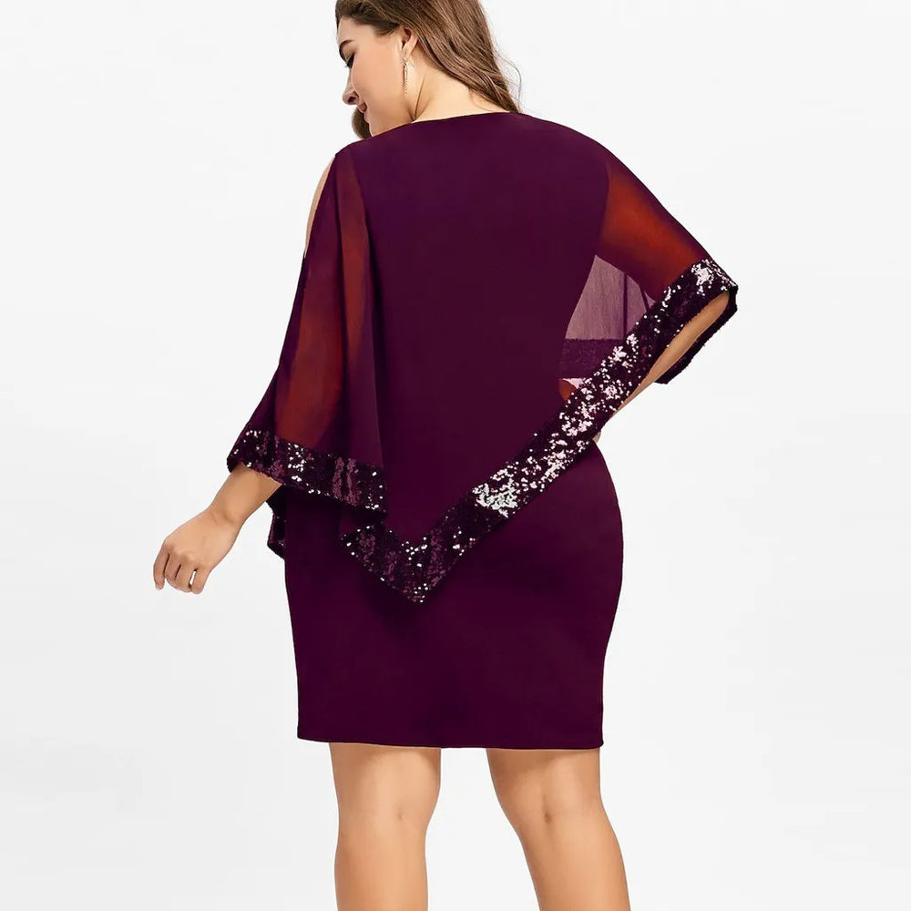 Elegant Plus-Size Sequined Fall Dress - Perfect for Special Occasions