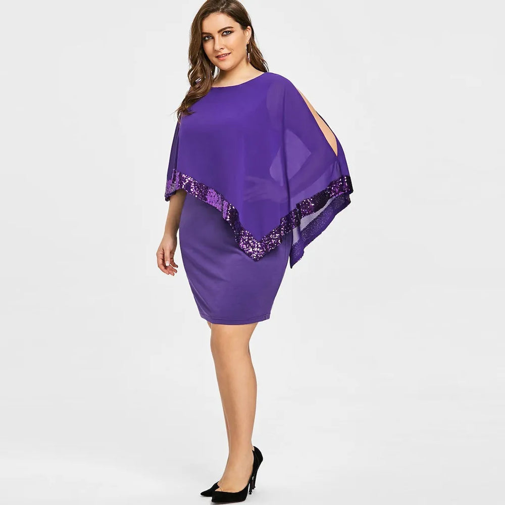 Elegant Plus-Size Sequined Fall Dress - Perfect for Special Occasions