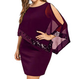 Elegant Plus-Size Sequined Fall Dress - Perfect for Special Occasions