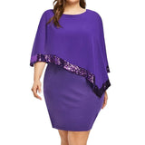 Elegant Plus-Size Sequined Fall Dress - Perfect for Special Occasions