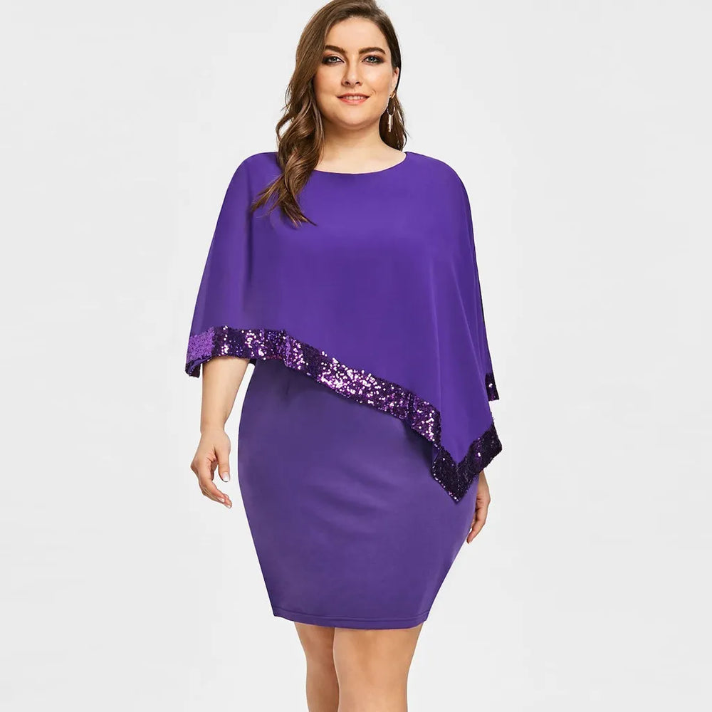 Elegant Plus-Size Sequined Fall Dress - Perfect for Special Occasions