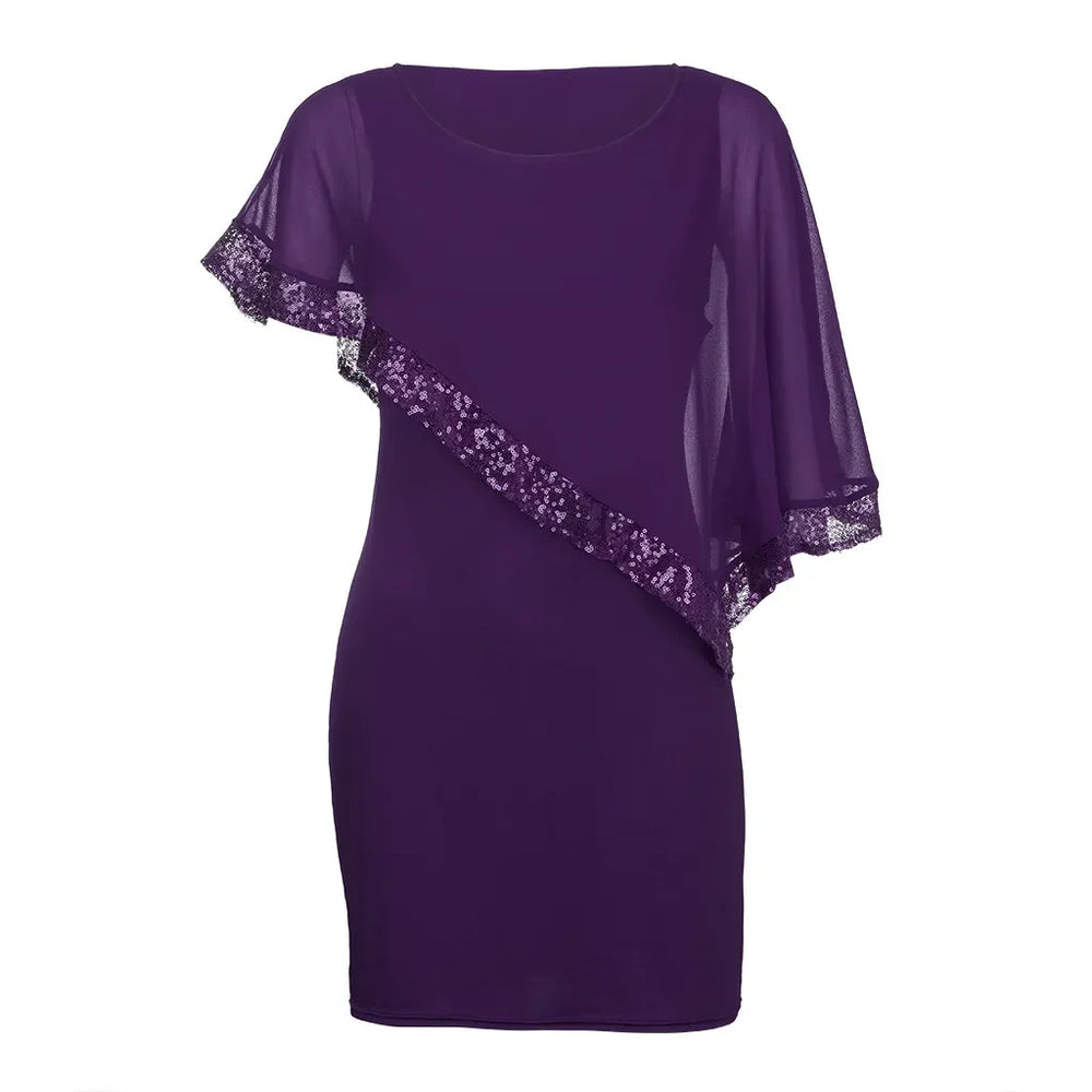 Elegant Plus-Size Sequined Fall Dress - Perfect for Special Occasions