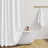 LINENCOVE Bohemian Waterproof Linen Shower Curtain with Tassels - Stylish & Durable Bathroom Decor