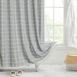 LINENCOVE Bohemian Waterproof Linen Shower Curtain with Tassels - Stylish & Durable Bathroom Decor